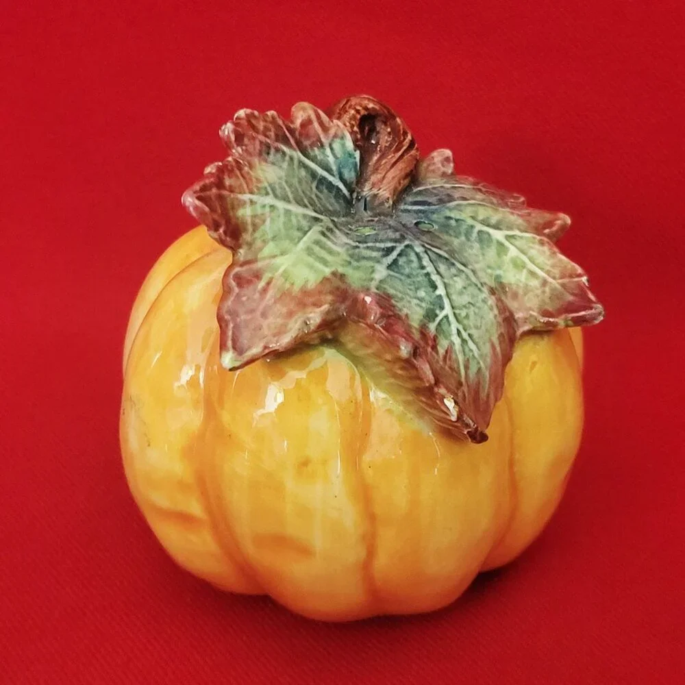Pumpkin Salt or Pepper Shaker Hand Painted Ceramic